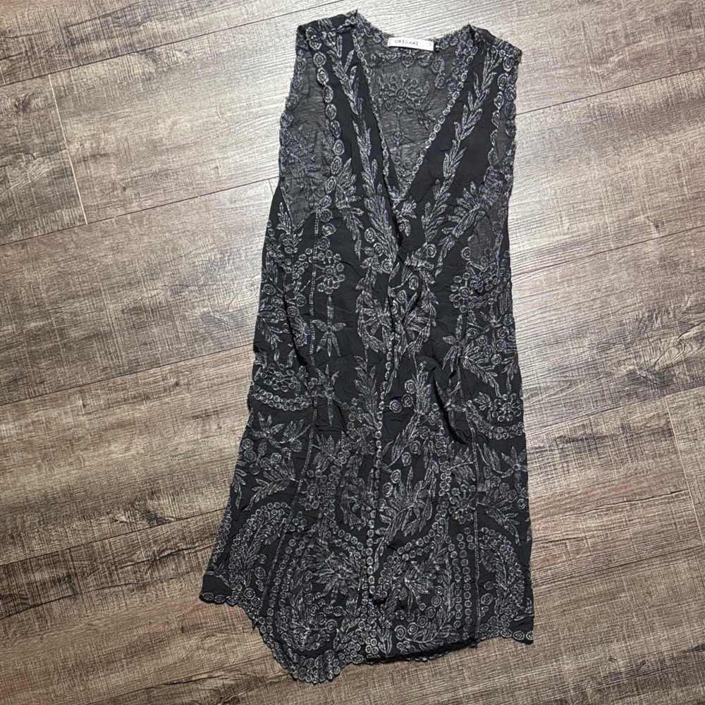 Origami Black and Gray Lace Vest